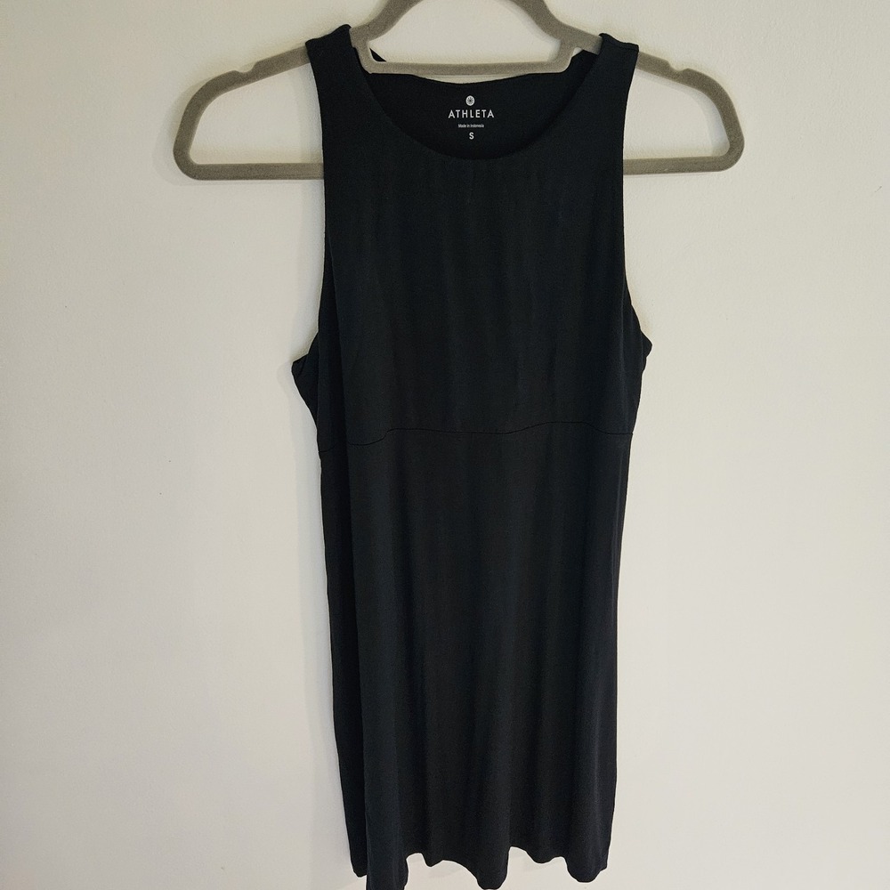Soft Athleta Womens Dress Small Black Vacay Travel Santorini Midi Minimalist